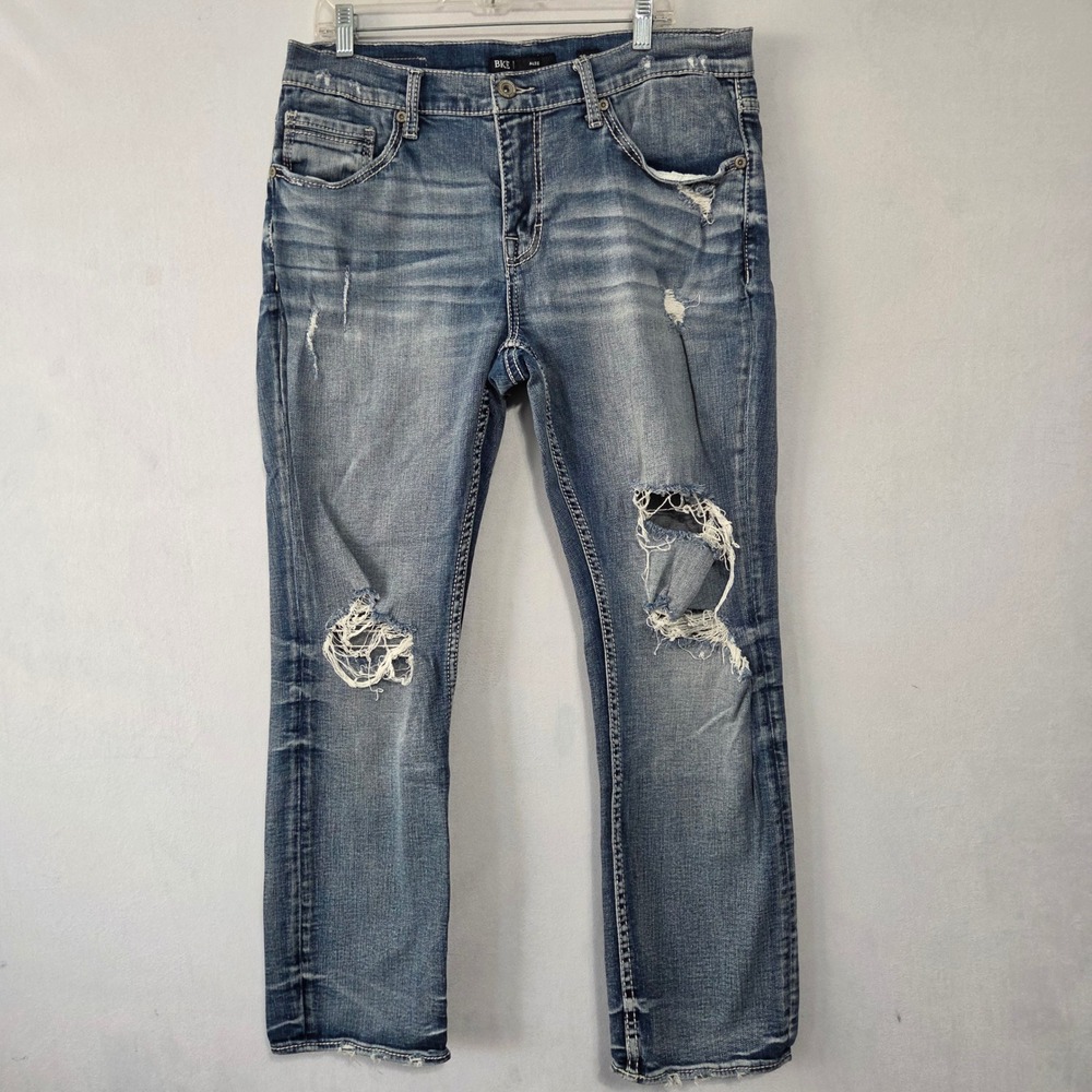 BKE Alec Jeans Men 36x30 Blue Distressed Straight Leg Denim Indie Rugged Street